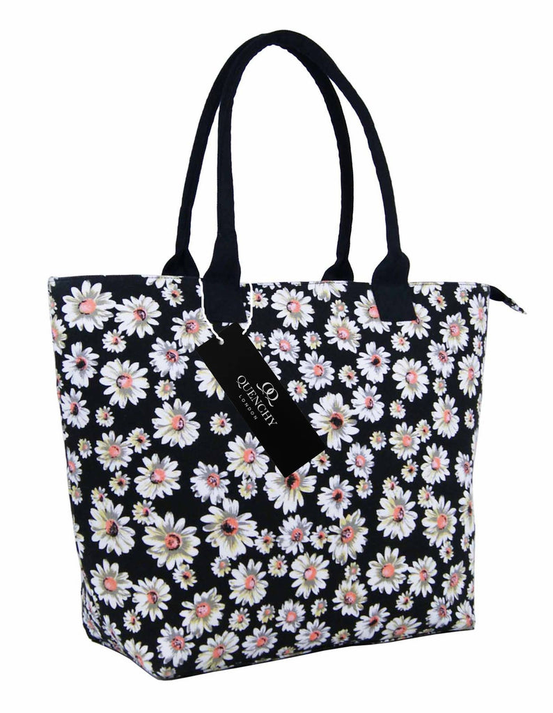 Tote Shopping Beach Handbag Daisy Black QL3151Ks