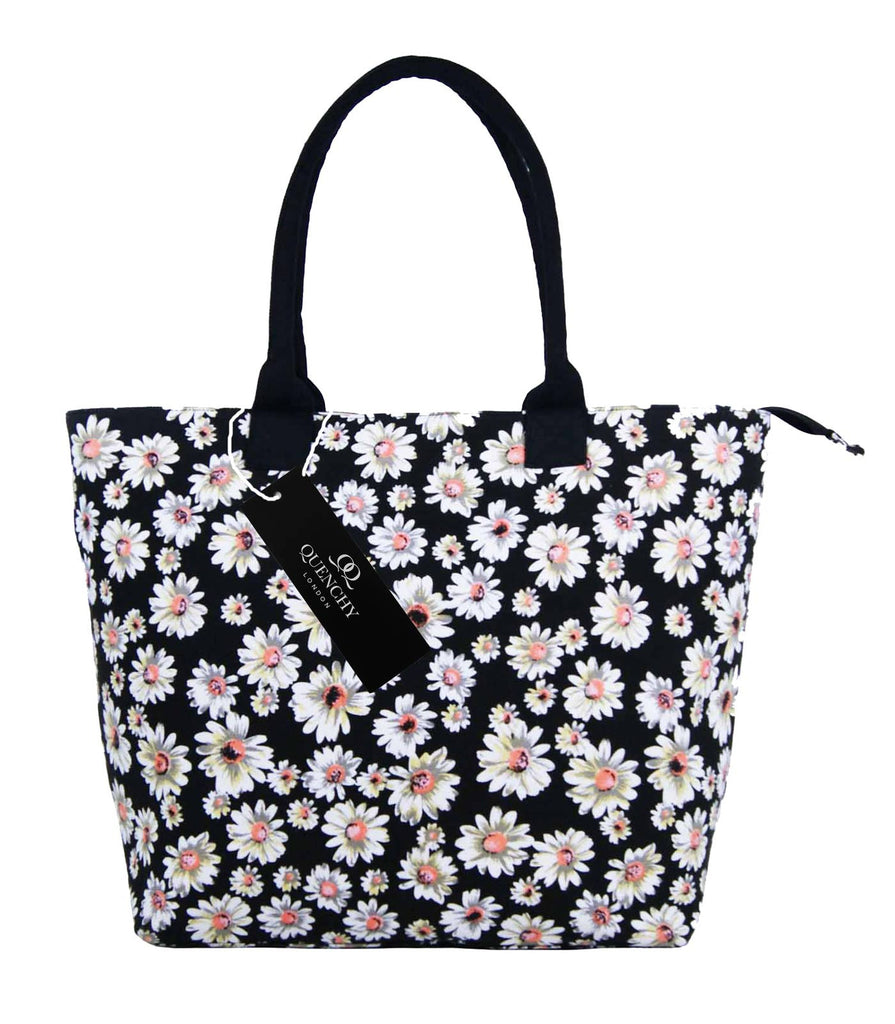 Tote Shopping Beach Handbag Daisy Black QL3151Kf