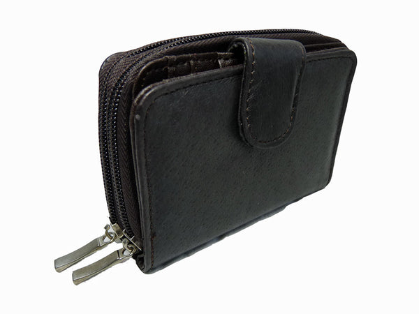 Ladies Leather Black Coin Purse with 6 Card Slots