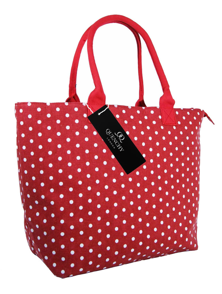 Tote Shopping Beach Handbag Polka Dot Red QL3152Rs