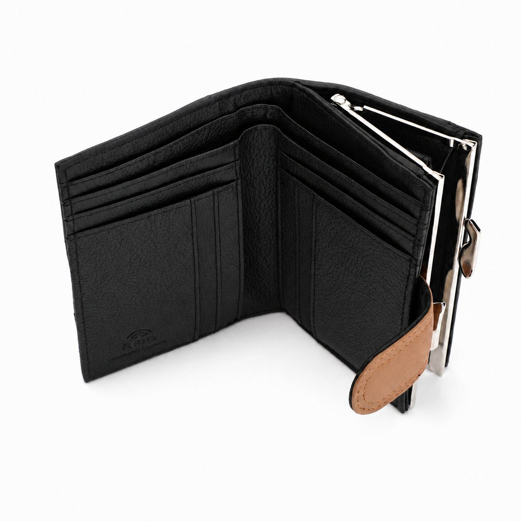 Ladies RFID BLOCKING Leather Purse, 8 Credit Card PROTECTED Spaces Gift Box Available QL439M