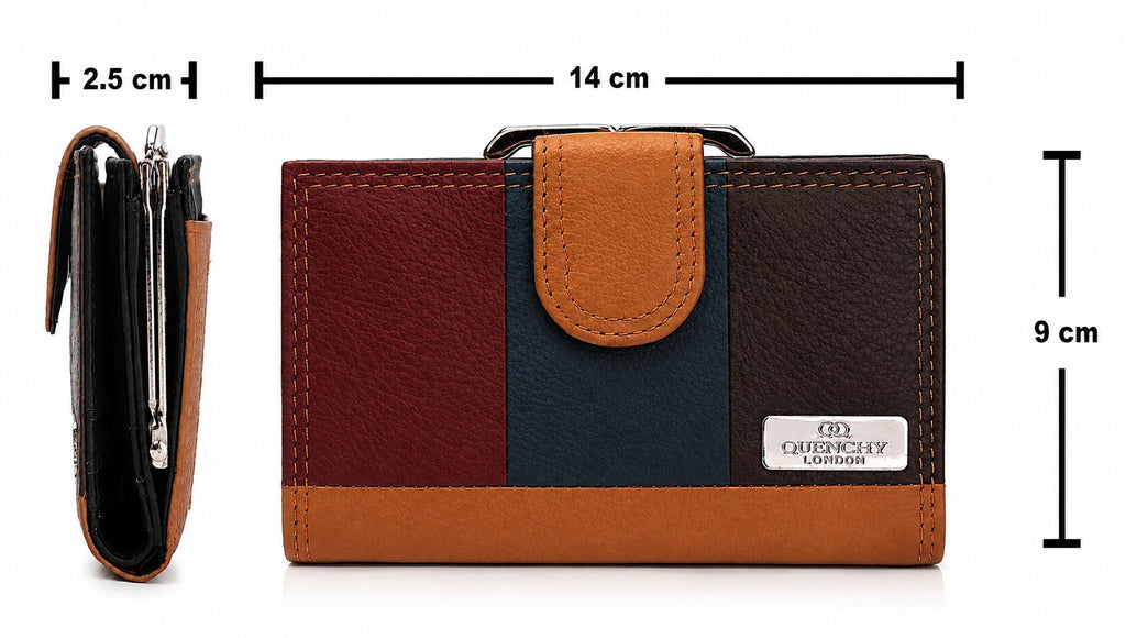 Ladies RFID BLOCKING Leather Purse, 8 Credit Card PROTECTED Spaces Gift Box Available QL439M