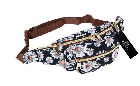 Festival Holiday Bumbag in navy blue floral Print Q4151N