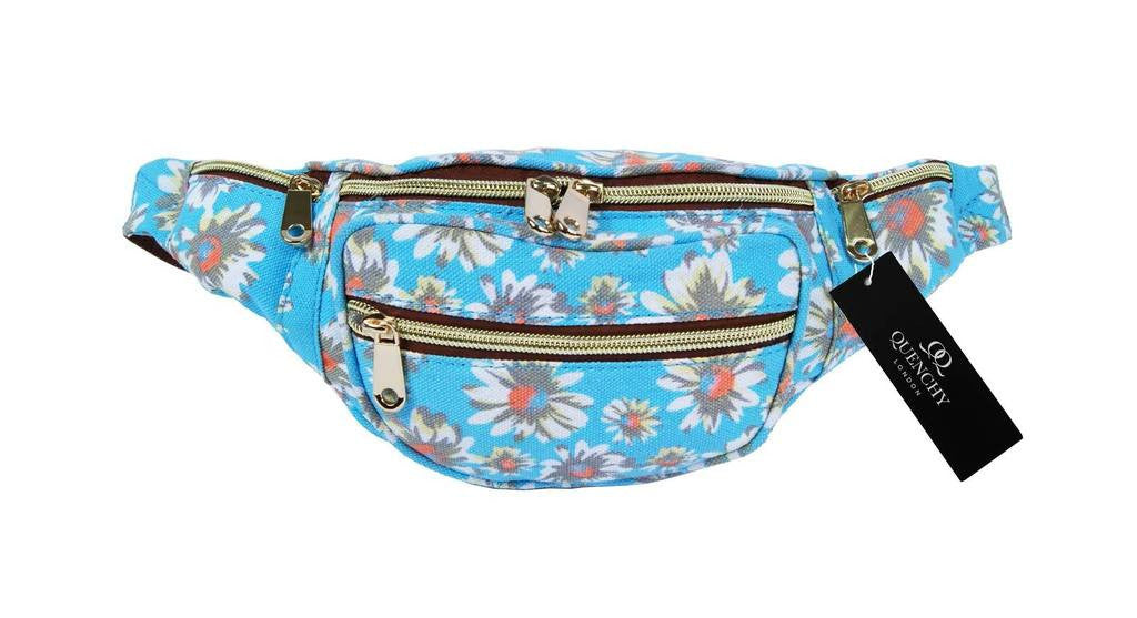 Festival Holiday Bumbag in light blue floral Print Q4151LB