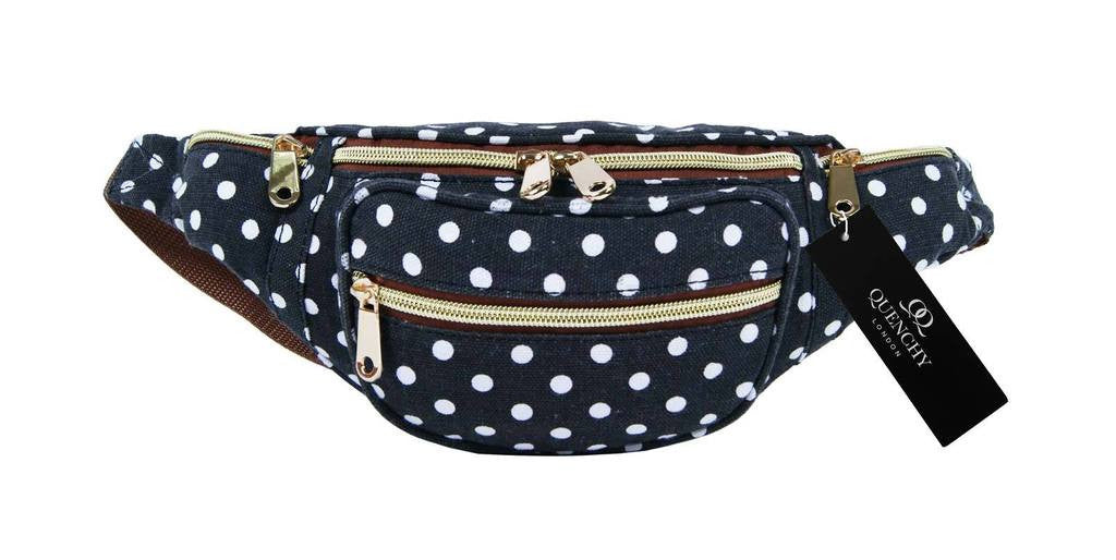 Festival Holiday Bumbag in black polka dot Print Q4152K