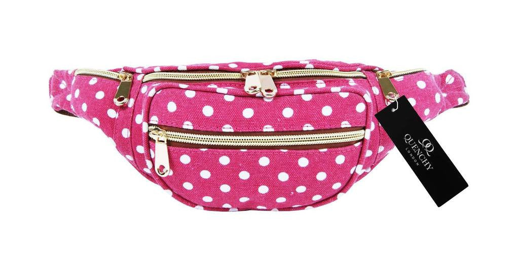 Festival Holiday Bumbag in pink polka dot Print Q4152P