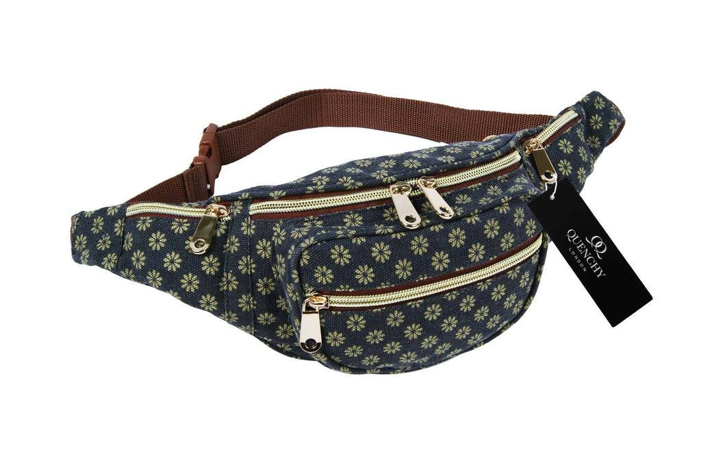 Festival Holiday Bumbag in black wall flower Print Q4155K