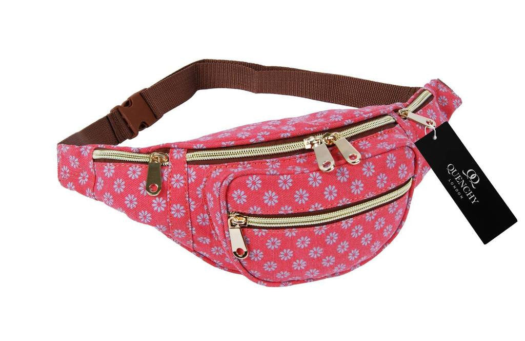 Festival Holiday Bumbag in pink wall flower Print Q4155P