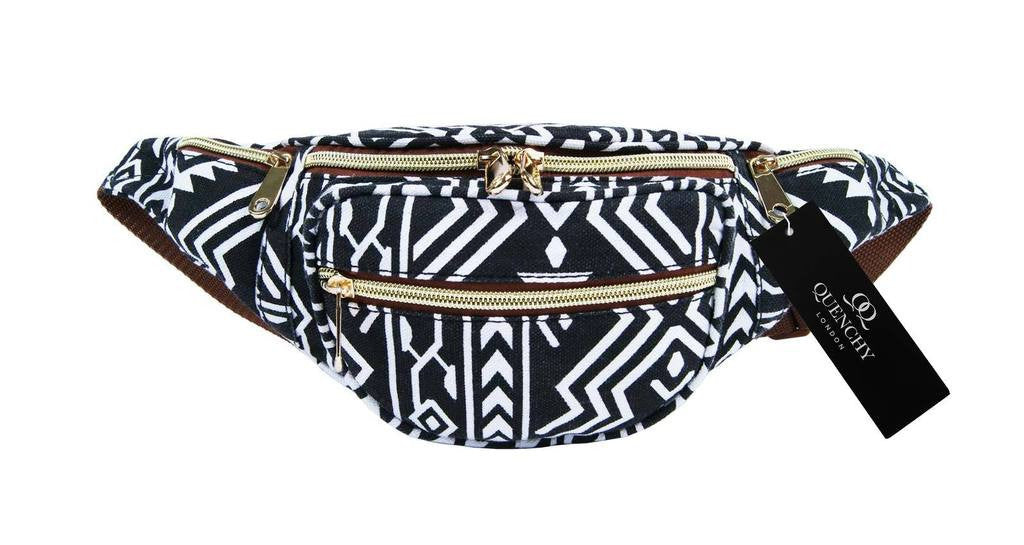 Festival Holiday Bumbag in black tribal aztec Print Q4154K