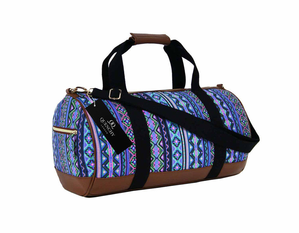 Travel Holdall Duffel Weekend Overnight Duffle Aztec Print Bag QL6154Pu