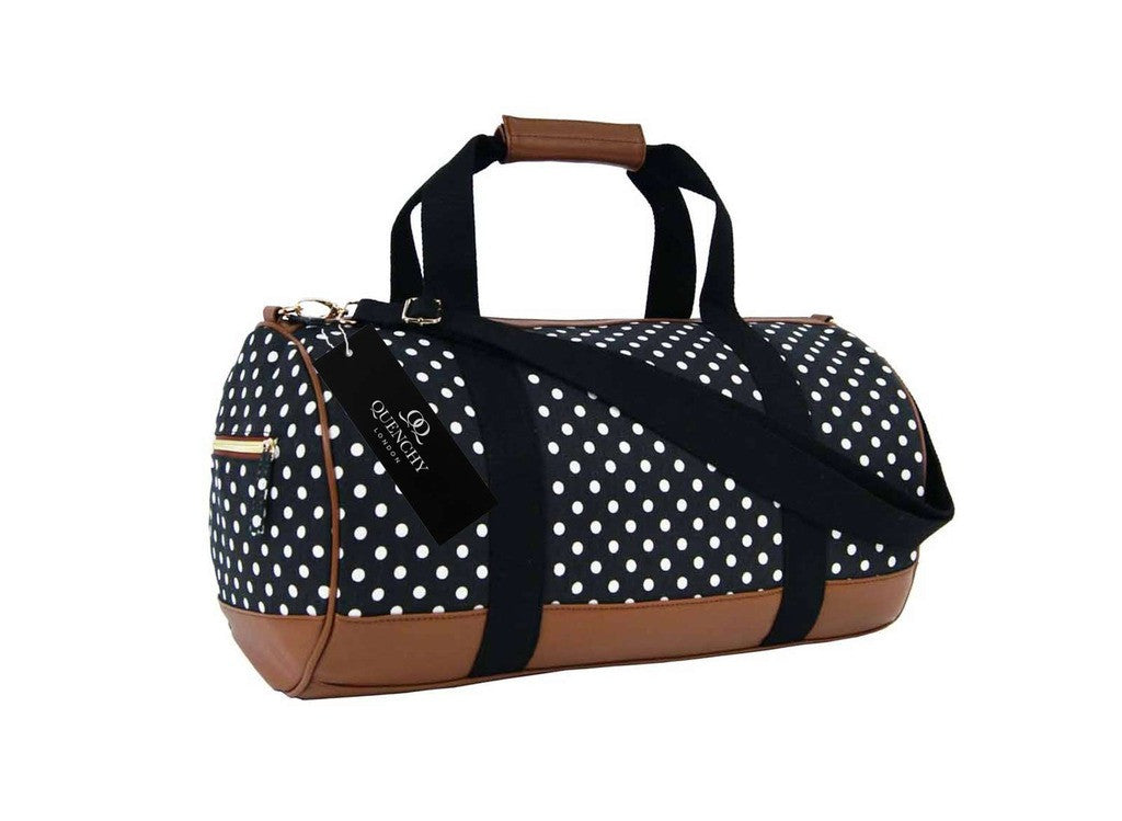 Travel Holdall Duffel Weekend Duffle PolkaDot Dots Print Bag QL652K side view