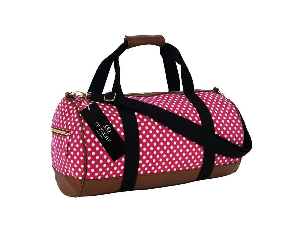 Travel Holdall Duffel Weekend Duffle PolkaDot Dots Print Bag QL652P