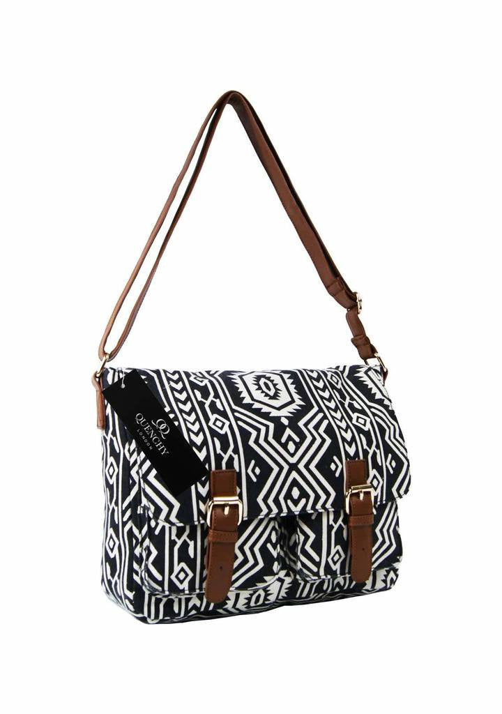 Festival Holiday Satchel in Black tribal aztec Print Q5154K