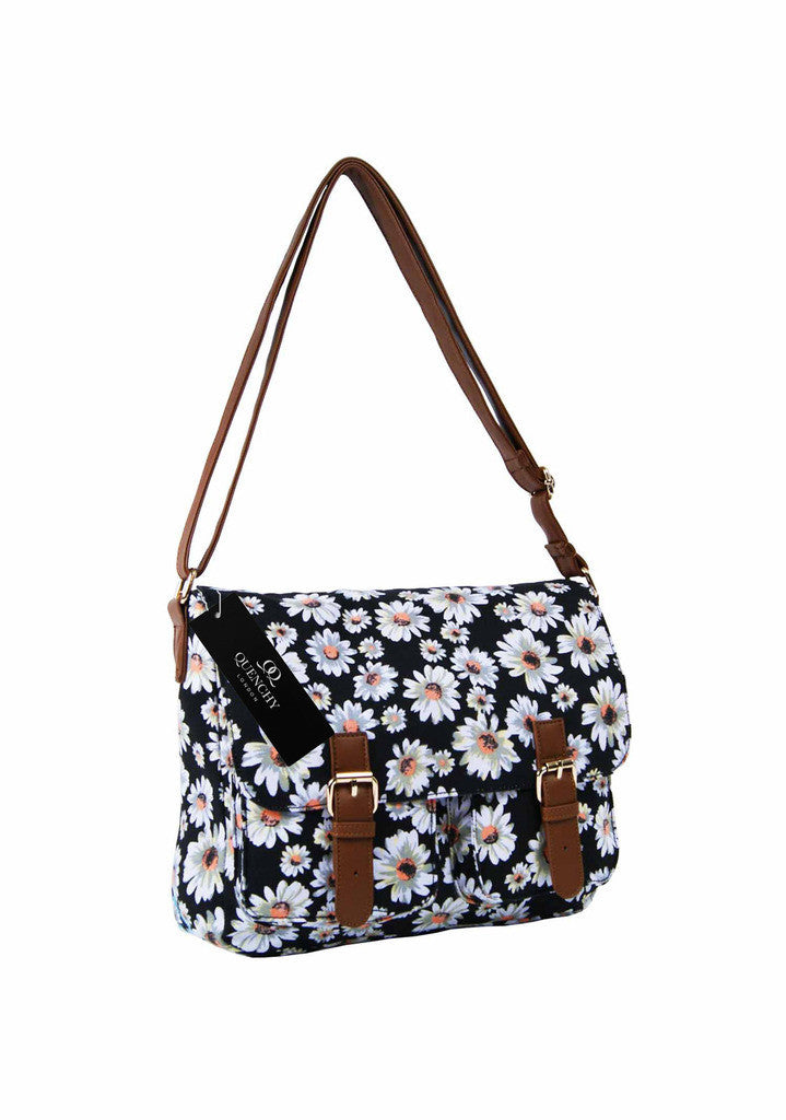 Festival Holiday Satchel in black daisy Print Q5151K