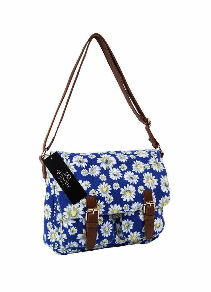 Festival Holiday Satchel in navy blue daisy Print Q5151N