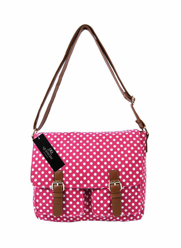 Ladies Womens Girls Satchel Canvas Cross Body Bag Messenger Bags Daisy Print QL5151K (Black)