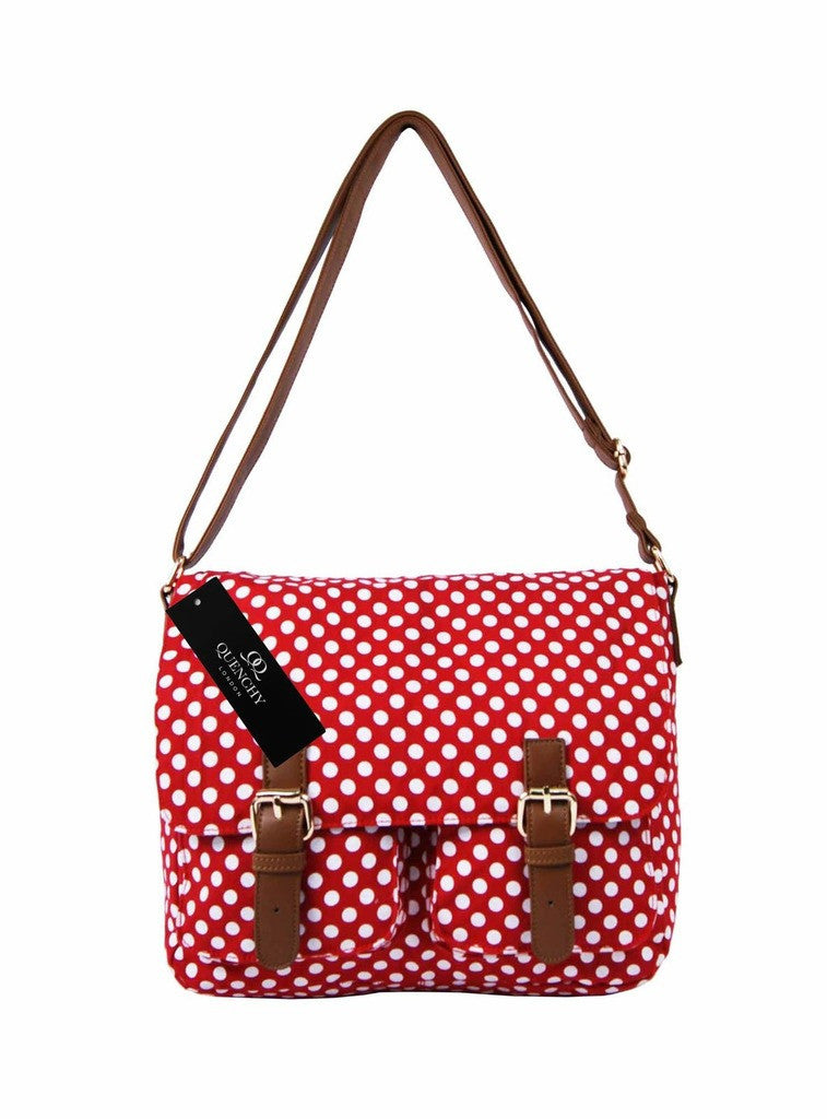 Ladies Womens Girls Satchel Canvas Cross Body Bag Messenger Bags Daisy Print QL5151K (Black)