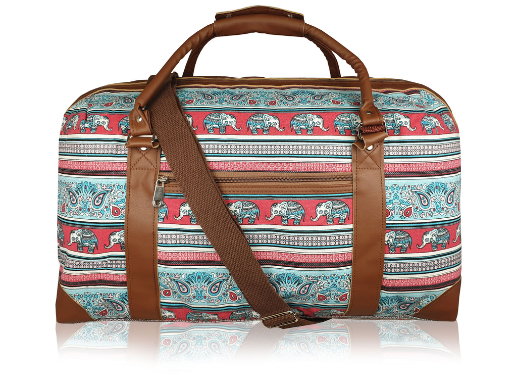 Ladies Canvas Travel Weekend Holdall, Sport and Gym Duffle Bag Multi