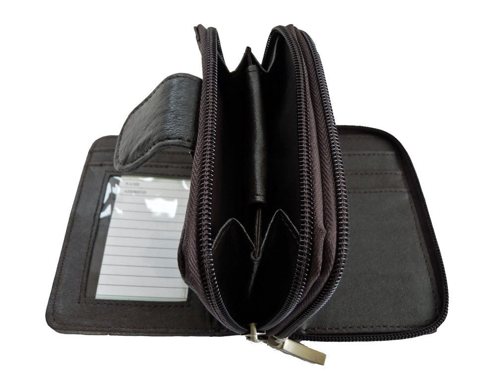 Ladies Leather Purse RFID BLOCKING 6 Credit Card Spaces Zip Closure QL330K