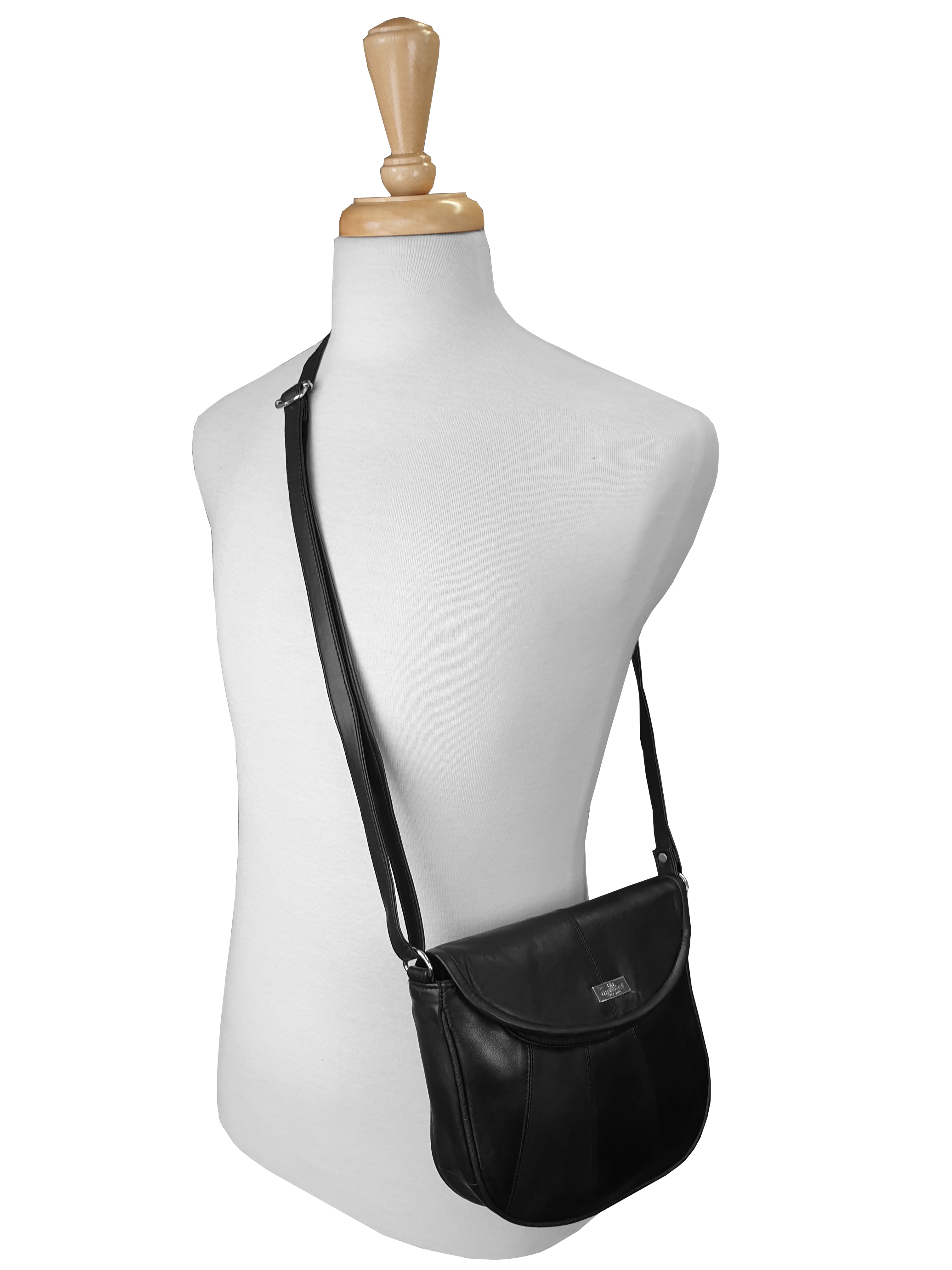 Ladies Cross Body Designer Handbag in Black Soft Real Leather