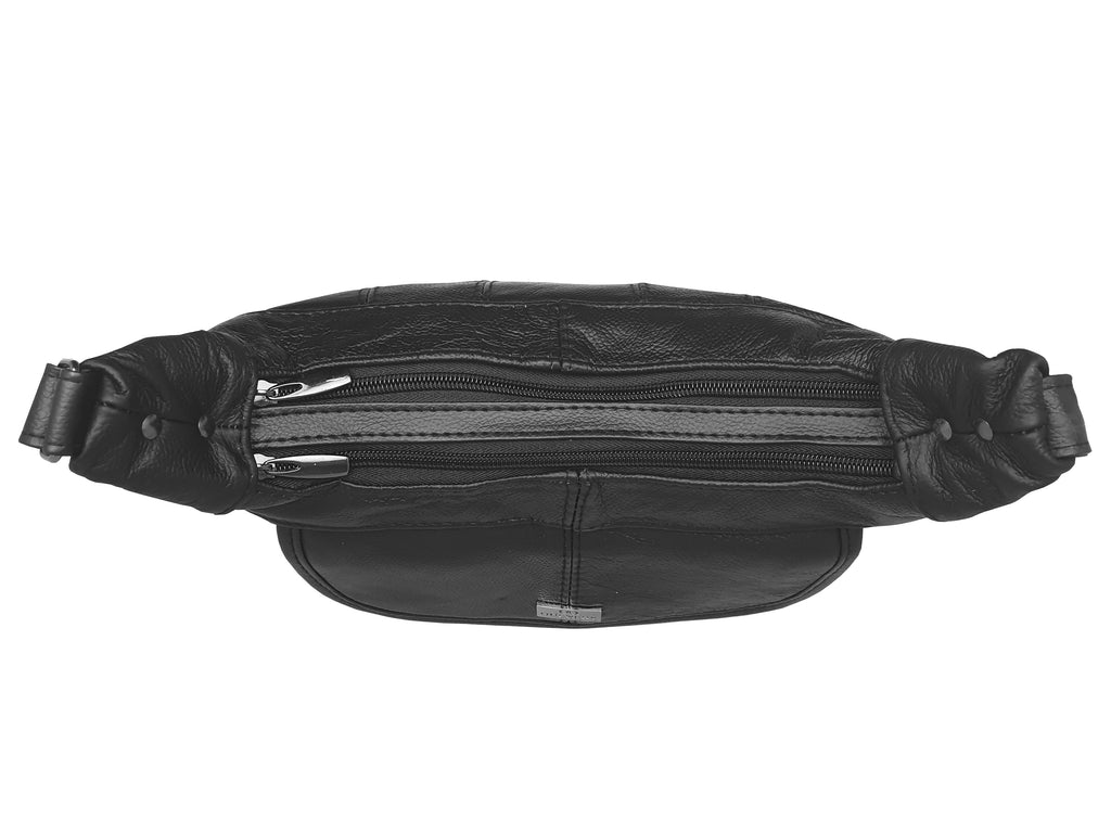 Women's Cross Body Black Handbag - Ladies Real Leather Shoulder Bag