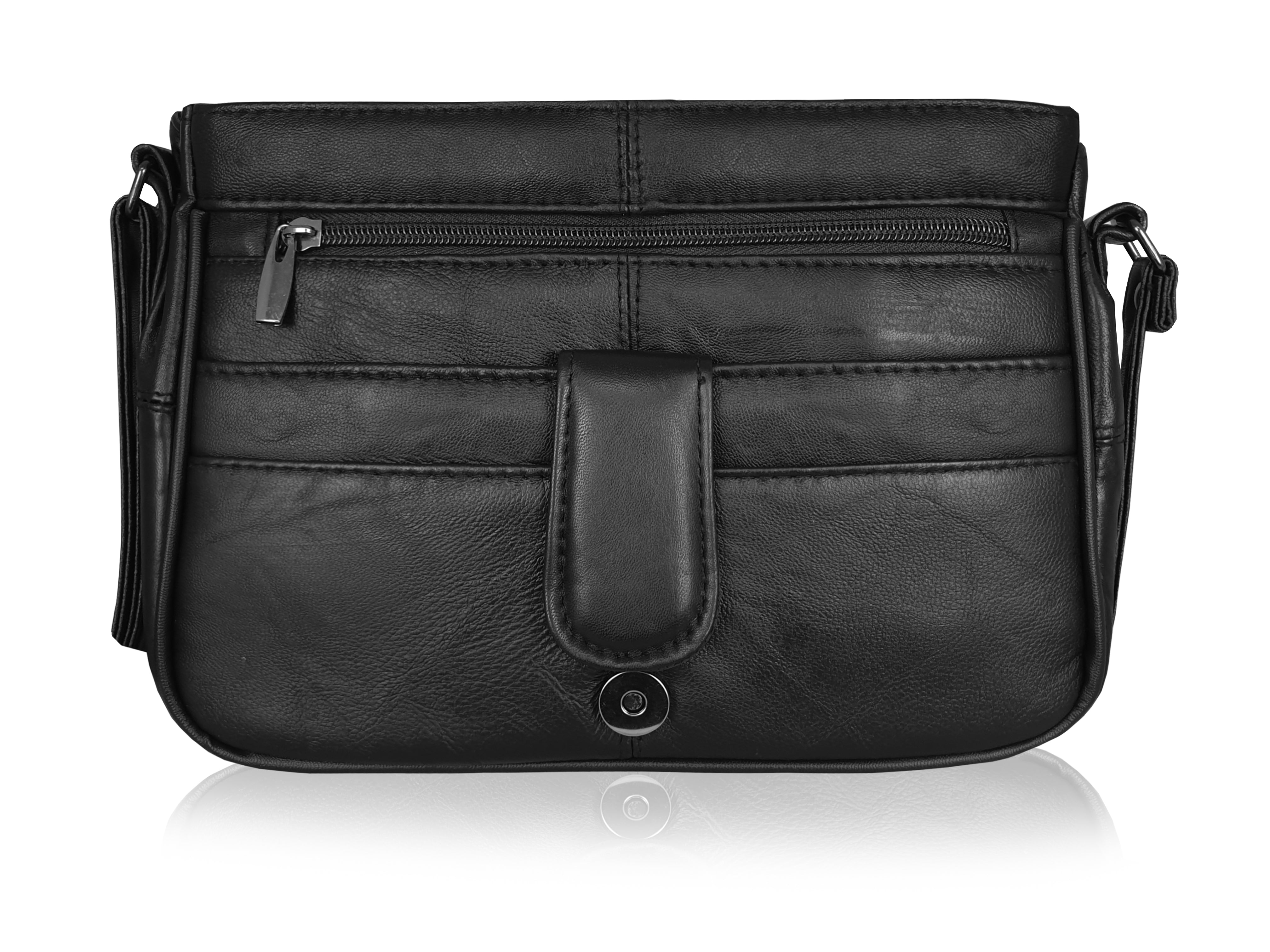 Black real leather cross body bag Clearance