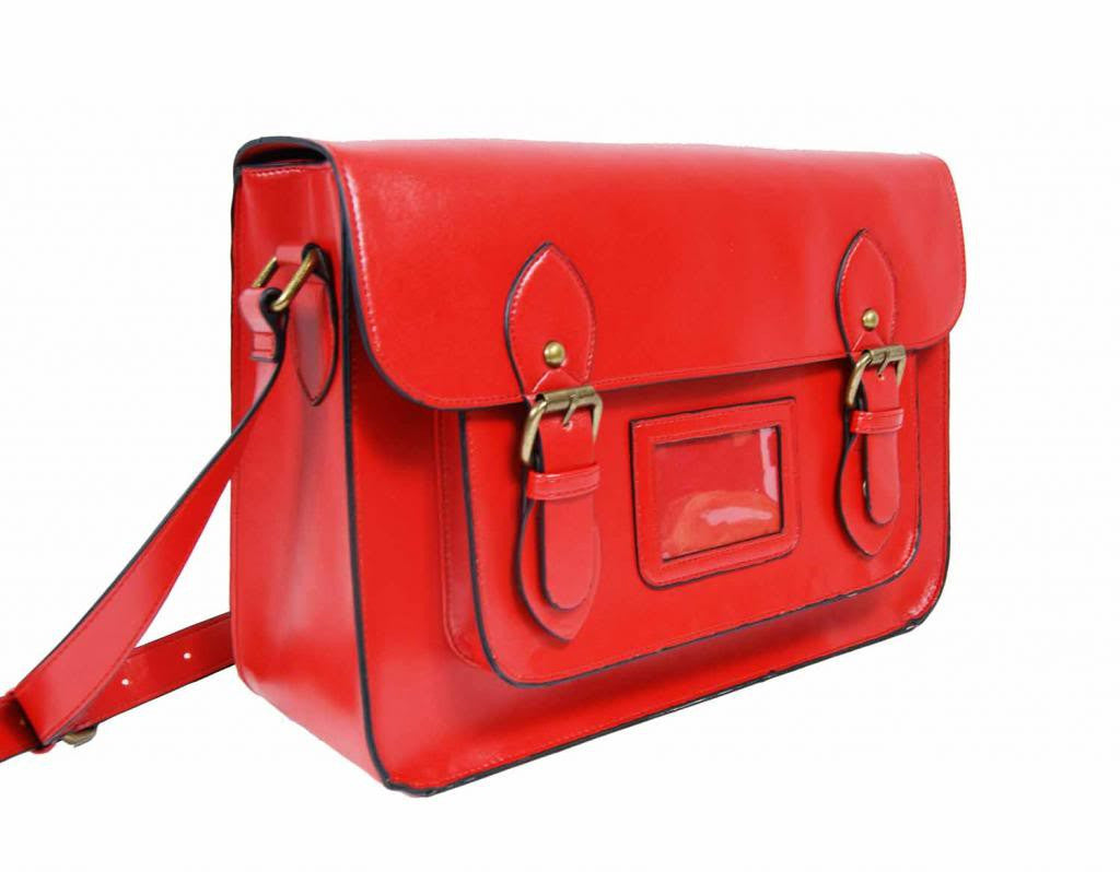 Patent Pu Leather Girls Cross Body Bag Classic Retro Bags Red 525