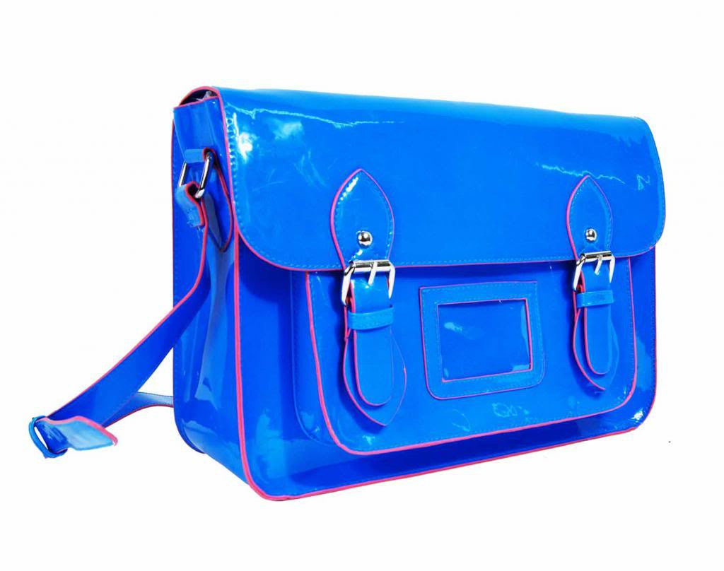 Satchel Patent Leather Girls Cross Body Bag Bags Neon Blue