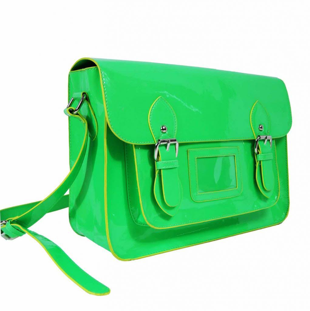 Satchel Patent Leather Girls Cross Body Bag Bags Neon Green