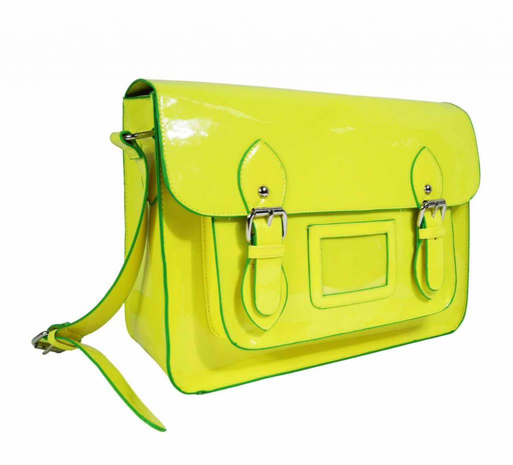 Ladies Womens Satchel Patent Pvc Leather Cross Body Bag Classic Retro Bags Bright NEON Q421 Green
