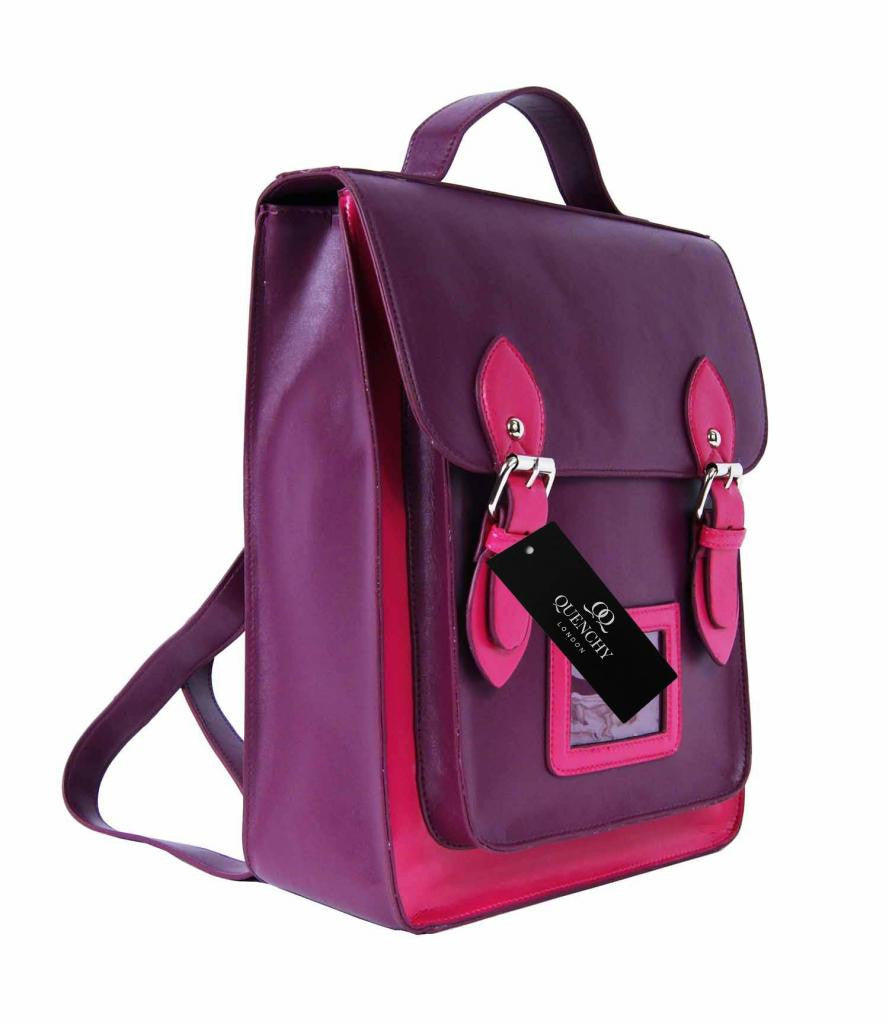 Satchel Backpacks Rucksack Bag School Bags Pvc Leather Q8207PuP side view