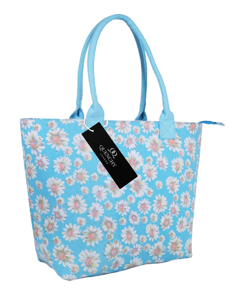 Tote Shopping Beach Handbag Daisy Light Blue QL3151LBs