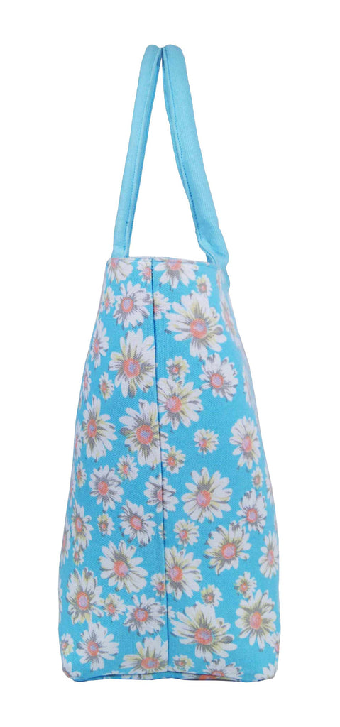Tote Shopping Beach Handbag Daisy Light Blue QL3151LBe