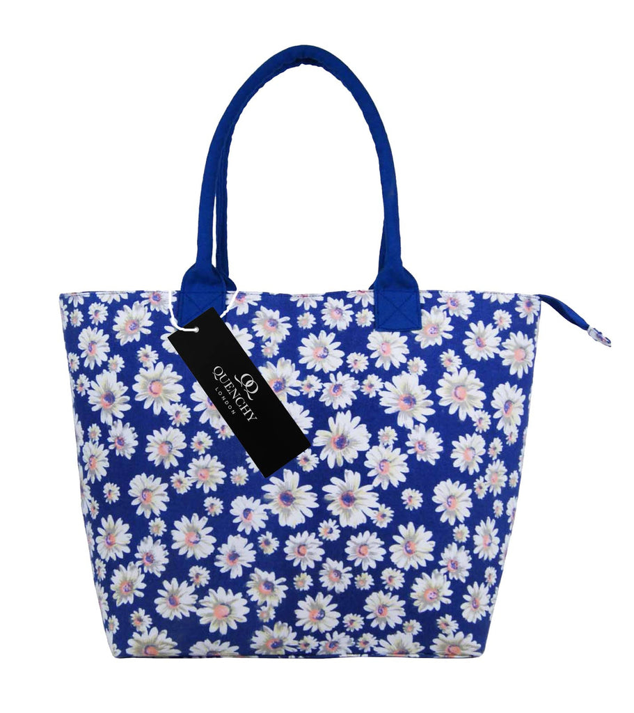 Tote Shopping Beach Handbag Daisy Navy Blue QL3151NBf