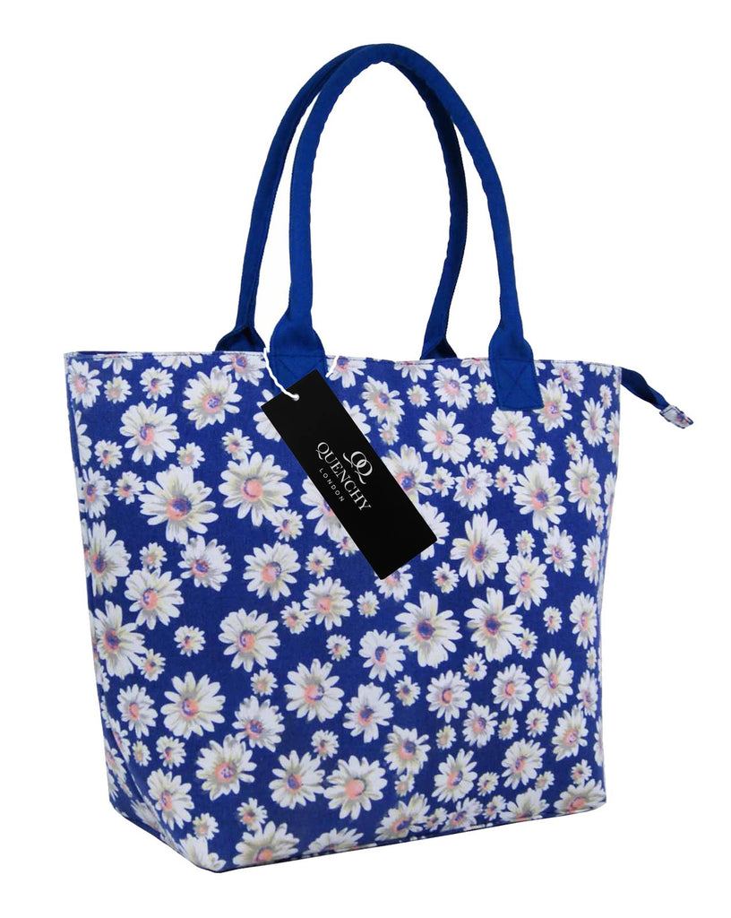 Tote Shopping Beach Handbag Daisy Navy Blue QL3151NBs