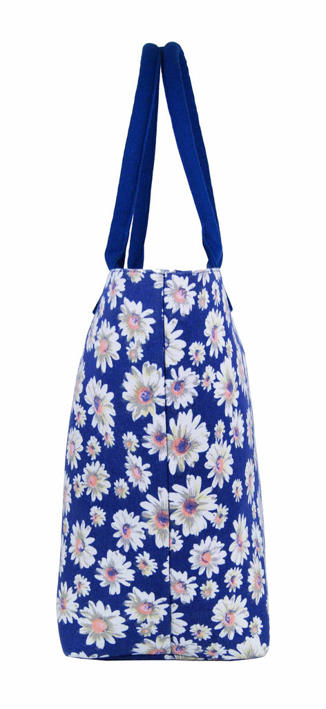 Tote Shopping Beach Handbag Daisy Navy Blue QL3151NBe