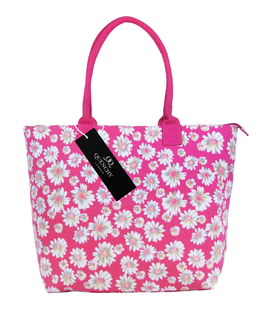 Tote Shopping Beach Handbag Daisy Pink QL3151Pf