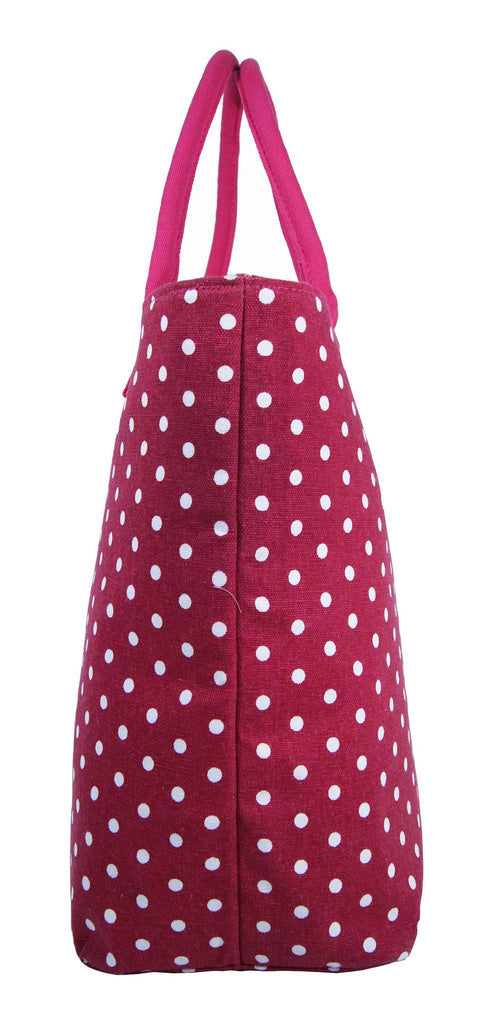 Tote Shopping Beach Handbag Polka Dot Pink QL3152Pe