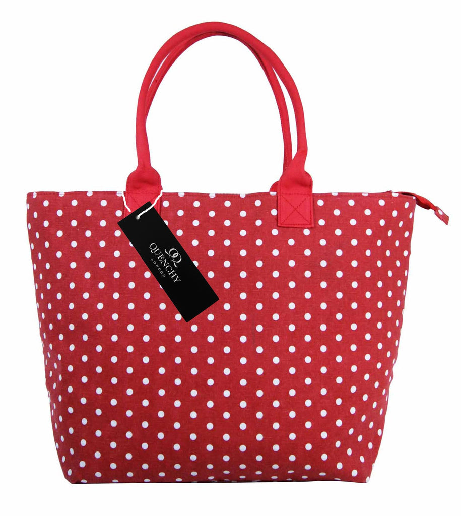 Tote Shopping Beach Handbag Polka Dot Red QL3152Rf