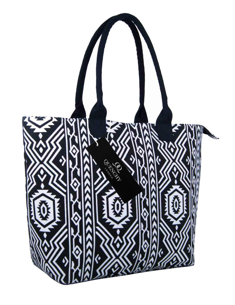Tote Shopping Beach Handbag Aztec Black QL3154Ks
