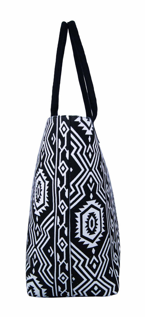 Tote Shopping Beach Handbag Aztec Black QL3154Ke