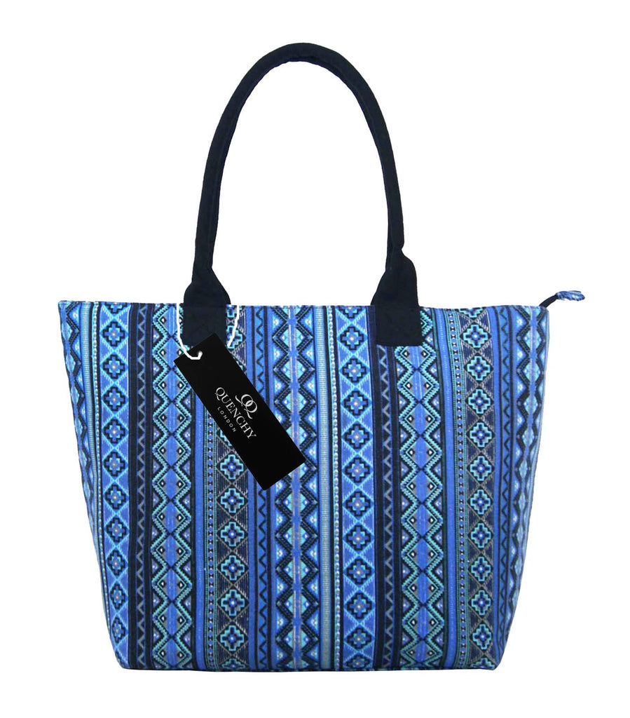 Tote Shopping Beach Handbag Aztec Blue QL3154Nf