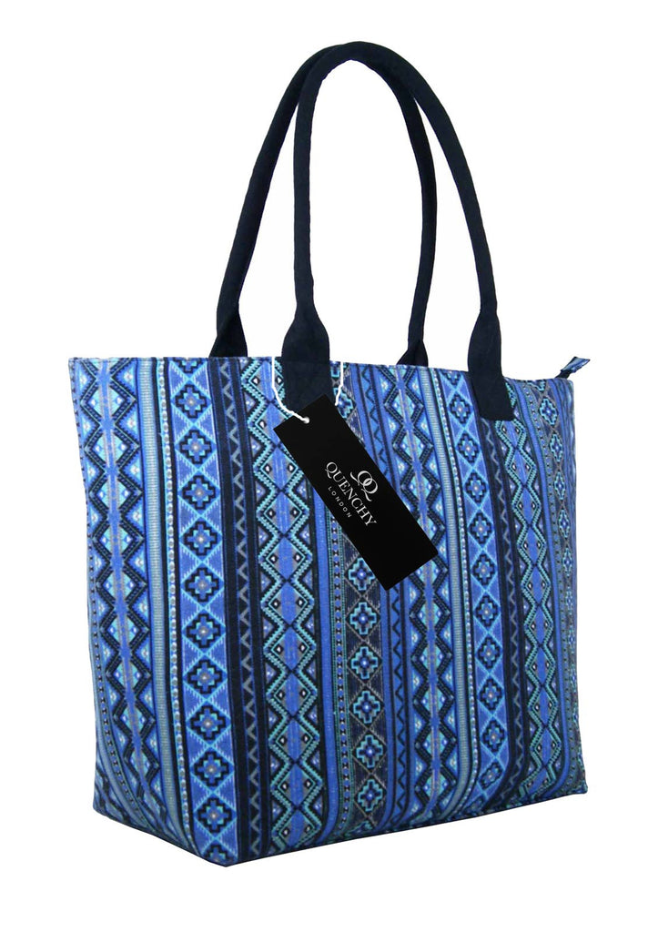 Tote Shopping Beach Handbag Aztec Blue QL3154Ns
