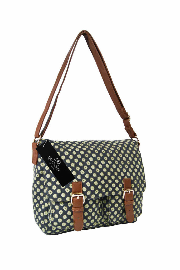 Festival Holiday Satchel in Black Wall Flower Print Q5155K
