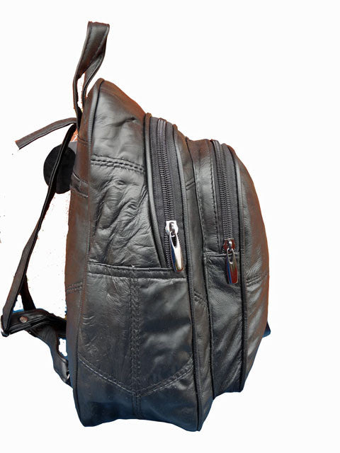 Small Soft Leather Backpack Rucksack QL958 side view