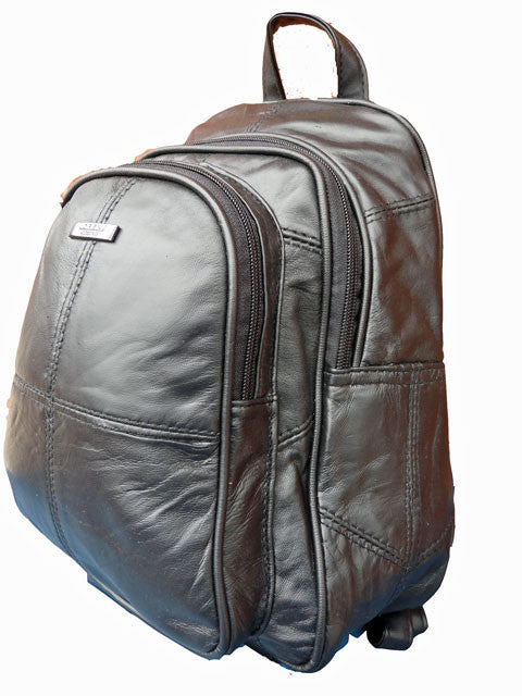 Small Premium Soft Leather Backpack Rucksack HandBag Black Quenchy London QL958